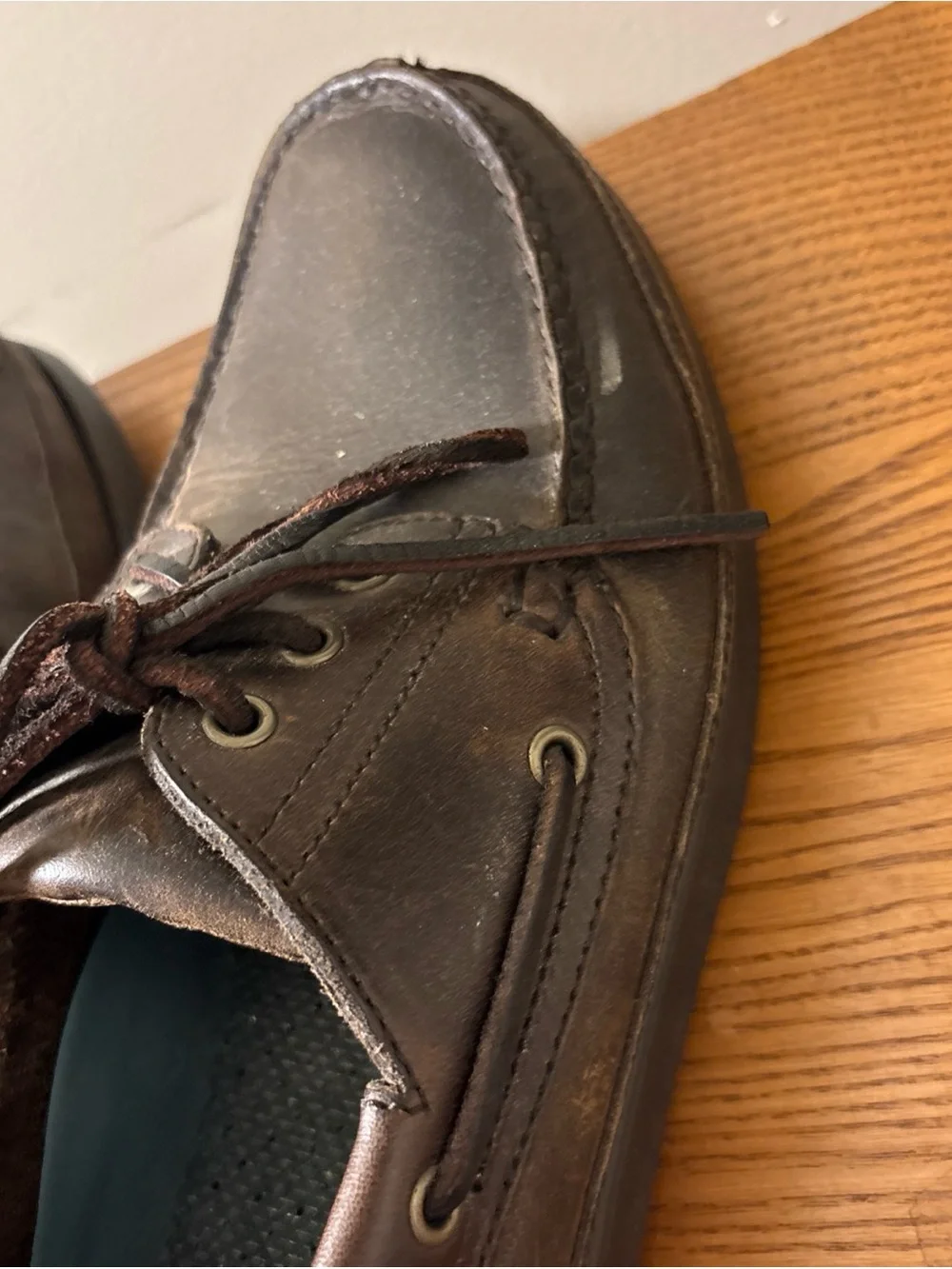 Nunn Bush Brown Leather Boat Shoes with Blue Insoles